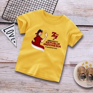 Kaos Atasan Anak Warna Kuning Motif 17 Agustusan Lucu