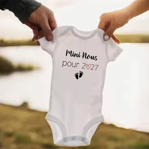 Mini Nous Pour 2027 Baby Announcement Clothes Newborn Baby Bodysuits Summer Boys Girls Romper Body P