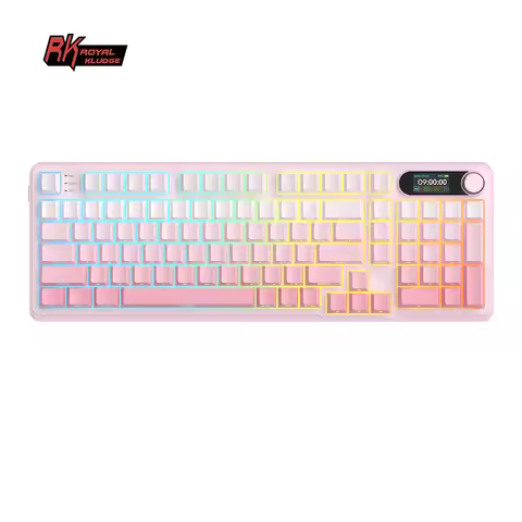 RKS98 English Wireless Mechanical Keyboard Top Mount TFT Screen 98 Keys RGB Tri-mode Gamer Keyboard 