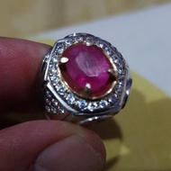 Natural Ruby, Burma, 3.1ct, Pinkish Red, Memo, Ring Perak