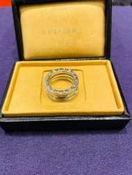 8成新真品~~ BVLGARI 寶格麗 B.zero1 18K 白金三環戒指 (SIZE: EU50)