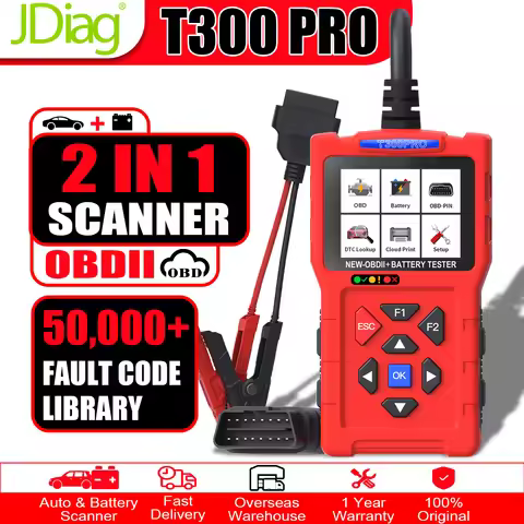 JDiag T300 Pro 2 IN 1 OBD2 Car Scanner Battery Tester & 12V24V Automotive Diagnostic Fault Code Read