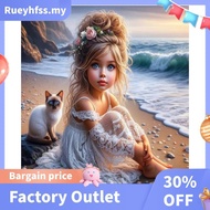 Excellent 30 X 40 cm Diamond Embroidery Painting Full Round Rhinestone Girl with Cat Picture Without