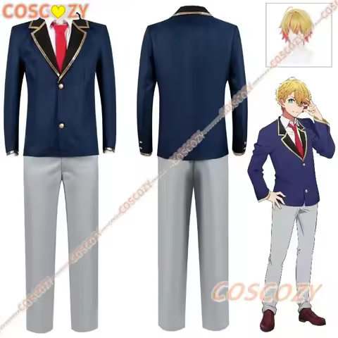 Anime Oshi No Ko Aqua Cosplay Costume Wig Hoshino Akuamarin Jacket Pants Blue Uniform Event Anime Pa