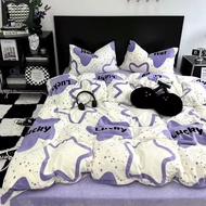 Fashion 3/4 in 1 Bedding Sets Cotton Comforter Cover Quilt Duvet Cover Mattress Protector Flat Bed Sheet Set with Pillowcase Single/Queen/King Size