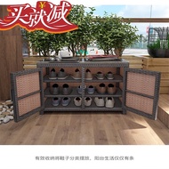 HY/JD Shoe Cabinet at the Door of Aoyanlai Villa Rattan Outdoor Balcony Locker Waterproof Shoe Cabinet Storage Sundries