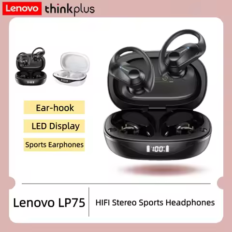 Original Lenovo LP75 Sports Bluetooth Wireless Earphones with Mic,Button Control, LED Power Display,