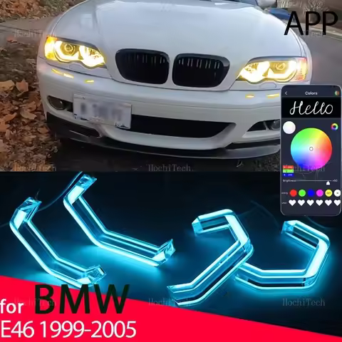 APP Remote Control M4 Style RGB Ring Angel Eyes LED Light Rings for BMW 3 Series E46 Sedan 1999-2005
