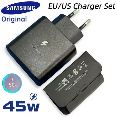 Samsung 45w PD Charger Cargador 20V 2.25A Usb Tyep C Fast Charging Adaper EU US Galaxy S25 Ultra 24 