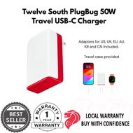 Twelve South PlugBug 50W Travel USB-C Charger, with Find My, 2-Port Fast Charging Hub, USB Type C Fa
