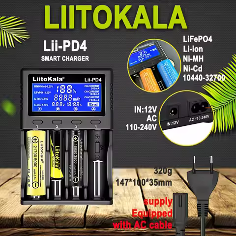 Liitokala 3.7V 3.2V 3.85V 18650 21700 Rechargeable Battery Charger