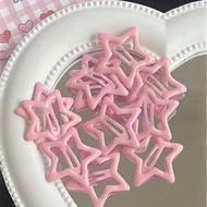 Bộ 12 kẹp tóc hình ngôi sao giọt dầu màu hồng, phụ kiện tóc dễ thương, mũ đội đầu thời trang kẹp tóc