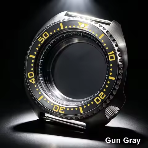 44mm Gun Color 6105 6309 Turtle Abalone Watch Case Transparent Back Cover Fits NH35 NH36 7S 4R Movem