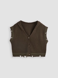 Cider Knit Ripped Hooded Crop Vest | Knitwear Sale
