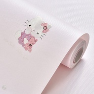 Cute Children's Room Hello Kitty Self-Adhesive Wallpaper Bedroom Cozy Princess Room Wallpaper 3D 3D Pink Environmental-Friendly Stickers