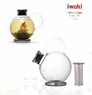 【iwaki】 日本SNOWTOP茶系列不鏽鋼濾網球體壺(1000ml)(原廠總代理)