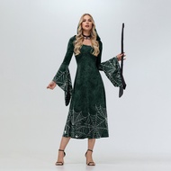 Movie Hocus Pocus Cosplay Costume Halloween Witch Dress Medieval Retro Long Dresses Gothic Hooded Fl