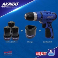 AKAIDO AK-12 CORDLESS DRILL 12V 2.0AH THREE BATTERY SET