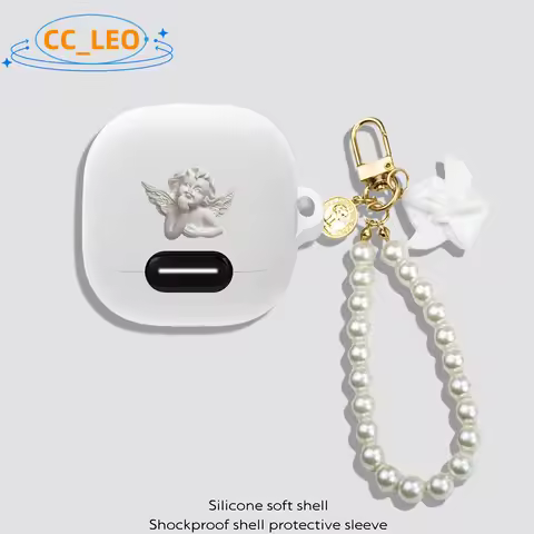 For Anker Soundcore Liberty 4 NC Case Cute Angel Pearl Bracelet Keychain Pendant Anker Soundcore Lib