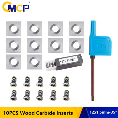 Carbide Insert 12mm 10pcs 12x12x1.5mm 35 Degrees Square Corners Insert Blade for Wood Lathe Turning 