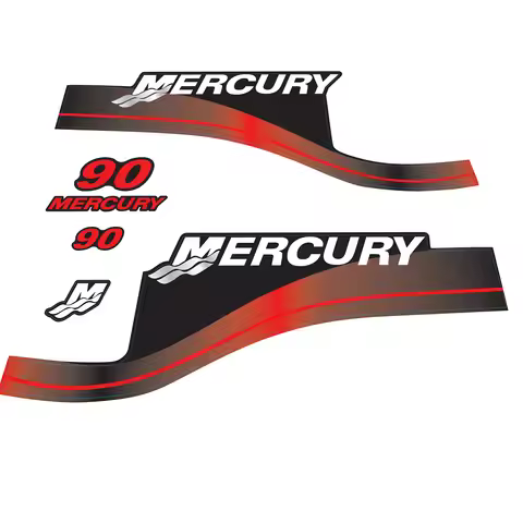 Red Marine Sticker Set for Mercury 90HP 2 Stroke Outboard Engine Decals 90 HP