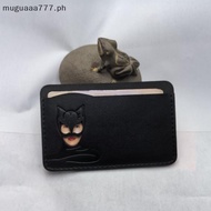 guaaa Leather Card Holder Funny ck Cat Mask ID Card Holder Storage Business Card Holder .