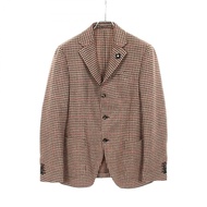 【二手】 LARDINI訂製西裝外套，千鳥格圖案，ブラウン羊毛，男士外套，二手