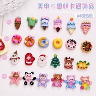 10pcs 3D Christmas Cartoon Nail Art Ornaments Ice Cream Donuts Cute Bear Snowman Nail Decoration圣诞卡通