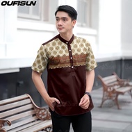 2025 Men's traditional Badik Budak men's Muslim casual vintage short sleeve shirt top