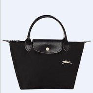 ของแท้100% Longchamp Le Pliage Club Dumpling รูปกระเป๋าสุภาพสตรีถุงพับไนลอนสั้นวิ่งม้ากระเป๋าปักกระเ