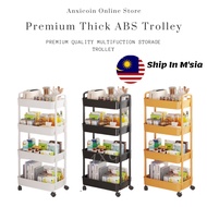 Anxicoin 3 Tier 4 Tier Trolley Home Kitchen Storage Organizer Kitchen Rack Storage Plastic trolley Premium Quality