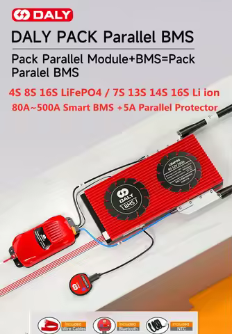 Daly Smart BMS With 5A Parallel Module Protecter For 4S 7S 8S 13S 14S 16S 12V 24V 48V 60V Li-ion LiF