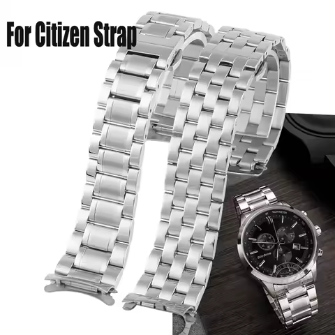 Watch Strap 21mm Silver For Citizen AT2140 316L Soild Stainless steel Watch Band Men's butterfly cla