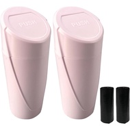 2PCS Car Trash Can with Lid, Leakproof Car Garbage Can Bin with 30pcs Trash Bags, Car Cup Holder Was