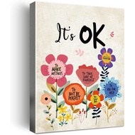 It's Ok Wall Art Canvas,Inspirational Quotes Framed Canvas Wall Art for Kids Girls Room Wall Decor,E