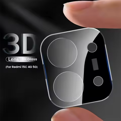 Redmy Radmi 15 C C15 2025 Case 3-1Pcs Black 3D Curved Tempered Glass Camera Lens Protector For Xiaom