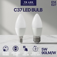 C37 LED Bulb 5W E14 / E27 3 in 1 Color Daylight Warm Cool White Switch Control Energy Saving 25,000 