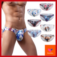 【YearnWear】 Men Brief Underwear Printed Design Brief Mens Underwear Sexy Underwear Men (Series 1)