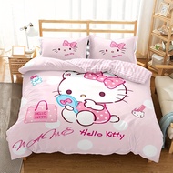 Sanrio Hello Kitty Mirror Pattern Bed 3-Piece Set, Breathable Soft Bedding Set, Four Seasons Univers