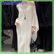 TrendyTroveE Summer New Hollow Knitted Bat Sleeve Cape Sun Protection Blouse For Women