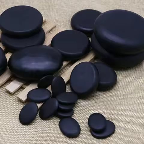 1/7Pcs Hot Stone Massage Set Heater Box Relieve Stress Back Pain Health Care Lava Basalt round massa