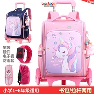 [Good Quality] Elementary School Students Schoolbag Children's Trolley Schoolbag Grade 3-4-6 Girls T