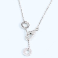 [99 New Style] BVLGARI/BVLGARI Women's White Gold Full Diamond Fan Necklace