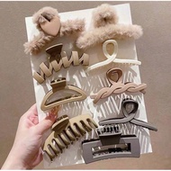 Set of 9 large size brown mixed crab claw hairpins for muses