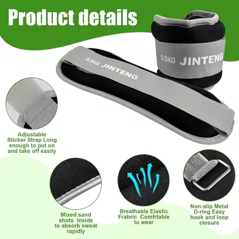 1Pair Wrist Ankle Weights - 1kg/2.2LBS,2kg/4.4LBS,3kg/6.6LBS Strength Training Wrist/Leg/Arm Weight-