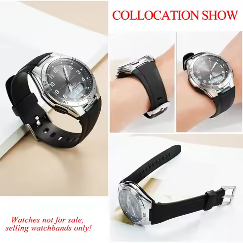 Resin Silicone watch strap for Casio WVA-M640 WVA-M650 WVQ-M410 watch band men's black wrist bracele