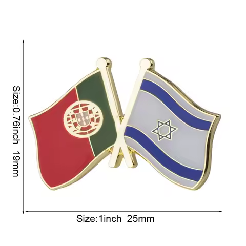 Portugal & Israel Friendship Flag Metal Lapel Pin Flag Pin Badge