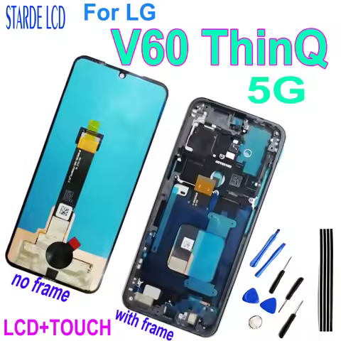 Super AMOLED For LG V60 LCD Display Touch Screen Digitizer Assembly with Frame For LG V60 ThinQ 5G L
