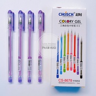 Box Of 12 CHOSCH CS Water gel Pens - 8678 (Good Type) With Dark And Even Ink Purple Ink