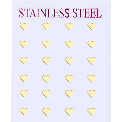 12 Pairs Pack Stainless Steel Heart Earrings Bulk Wholesale Women Jewelry Accessory Dollar Store Sup
